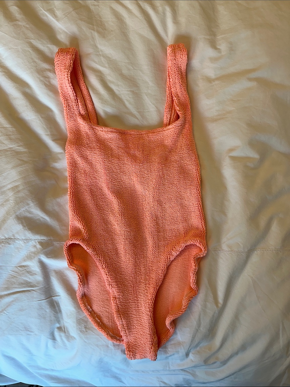 Hunza G Peach Textured One-Piece Swimsuit